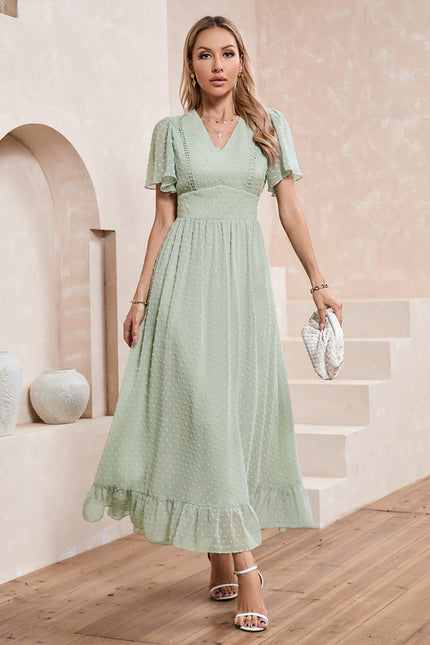 Robe Trapèze Verte Aérée - gallery 1