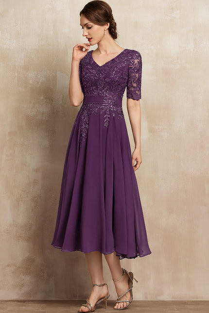 Robe Trapèze Violet Éclat Satiné - gallery 5