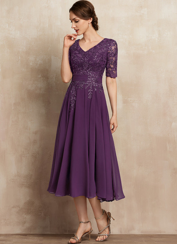 Robe Trapèze Violet Éclat Satiné - gallery 5