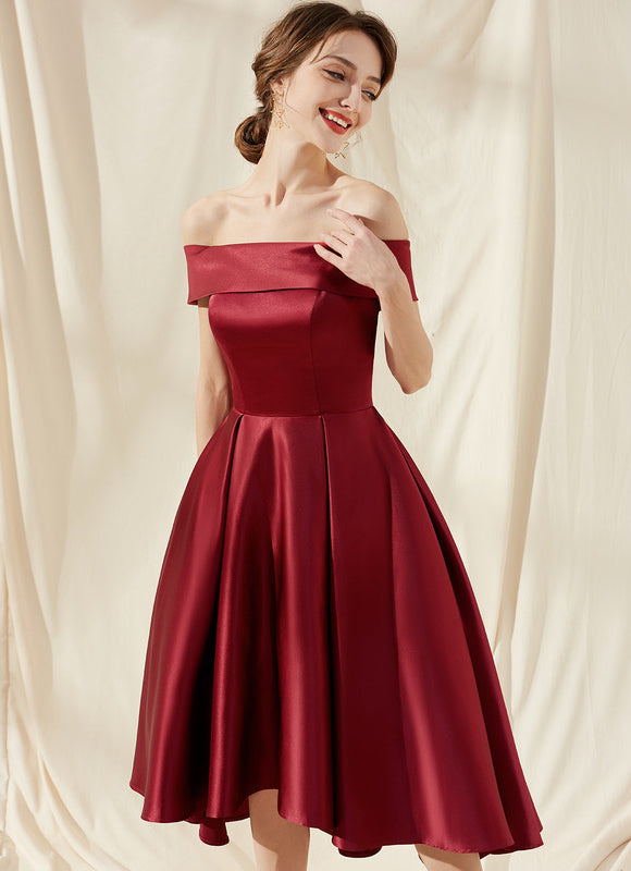 Robe Trapèze Rouge Satin Couture - gallery 1