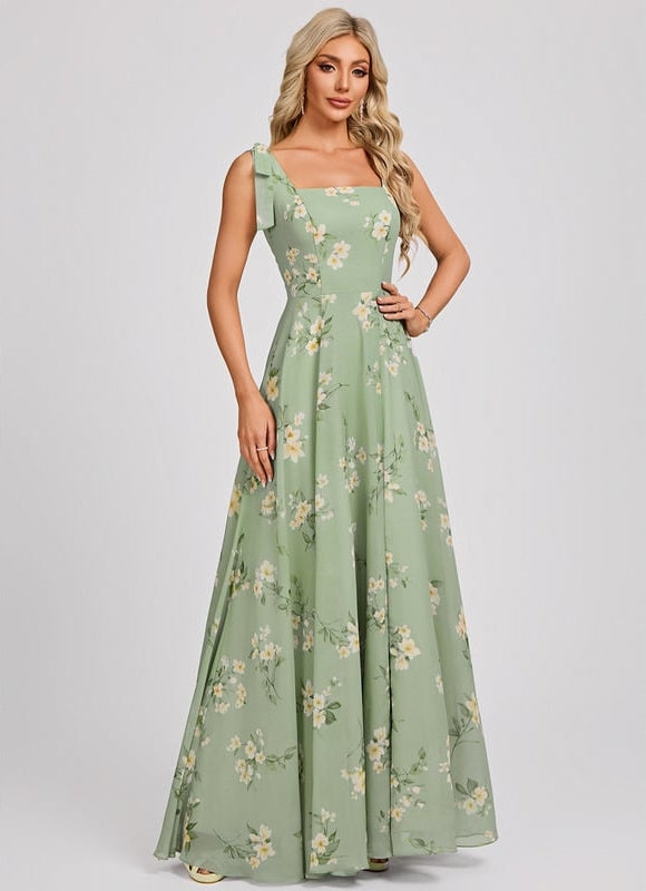 Robe Trapèze Élégante Vert Clair - gallery 1