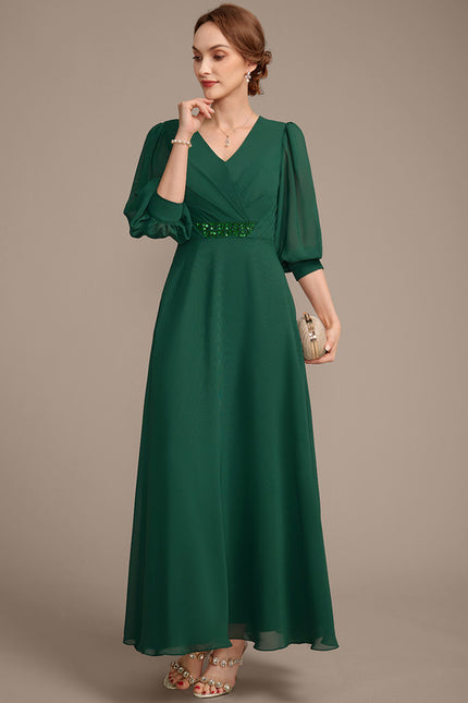 Robe Trapèze Vert Émeraude Élégant - gallery 3