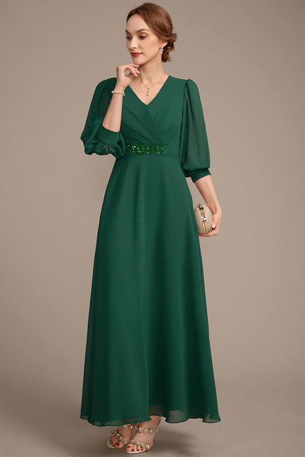 Robe Trapèze Vert Émeraude Élégant - gallery 3