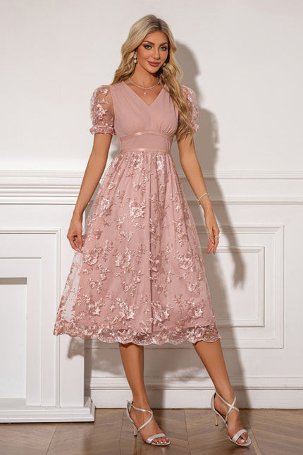 Robe Trapèze Rose Florale - gallery 4