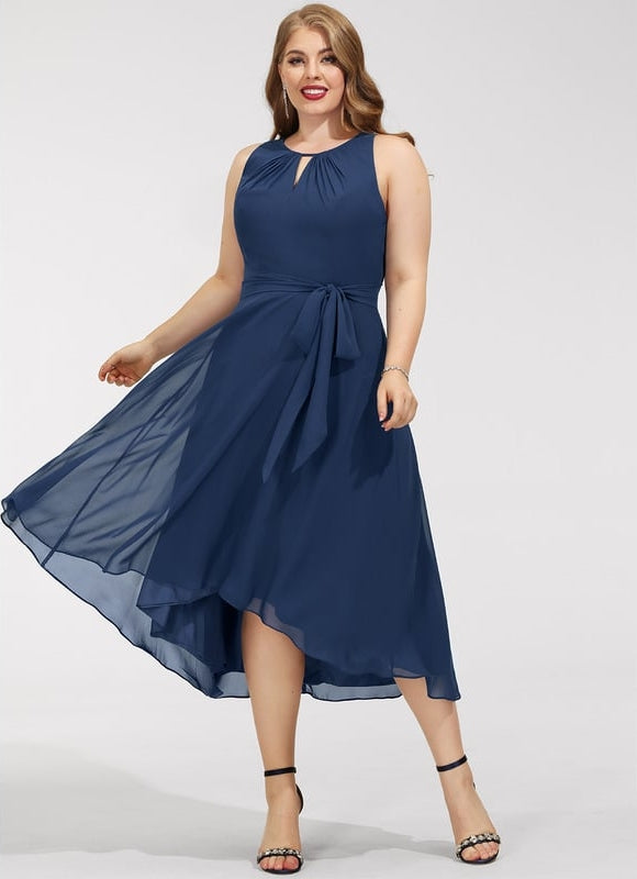 Robe Trapèze Bleue Marine Cocktail - gallery 6