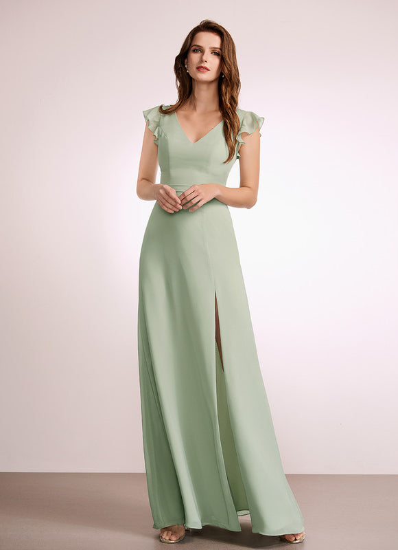 Robe Trapèze Longue Beige Élégante - gallery 3