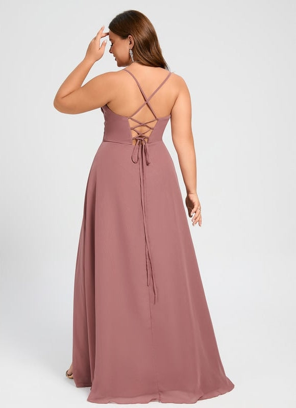 Robe Trapèze Longue Beige Élégante - gallery 7