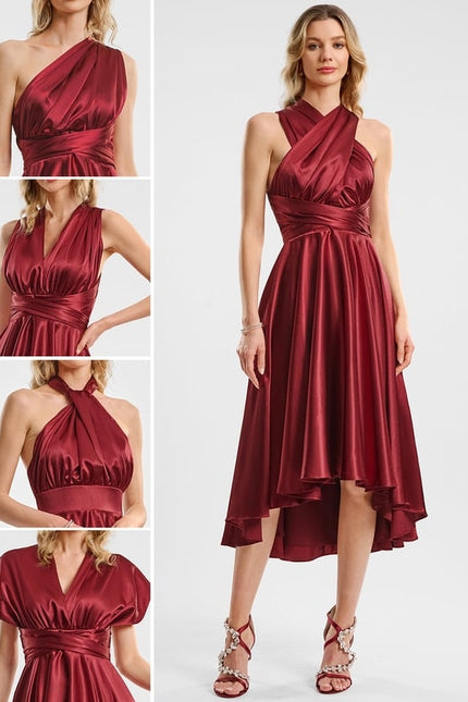 Robe Trapèze Satin Raffiné