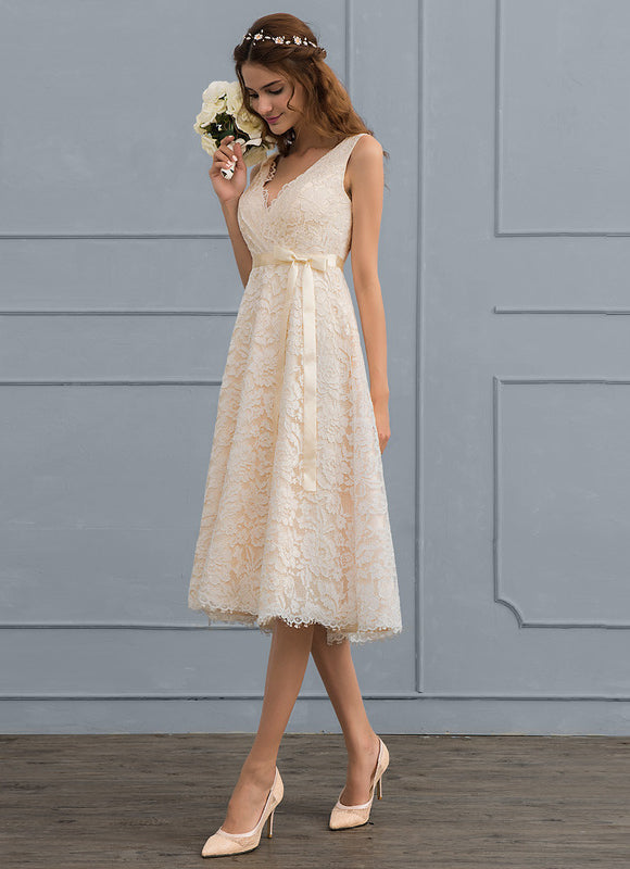 Robe Trapèze Lueur De Dentelle - gallery 3