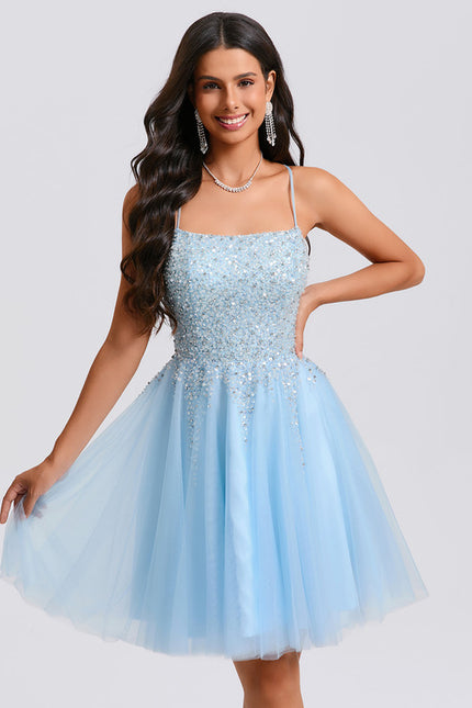 Robe Trapèze Tulle Céleste