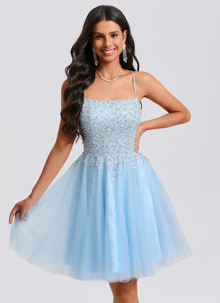 Robe Trapèze Tulle Céleste