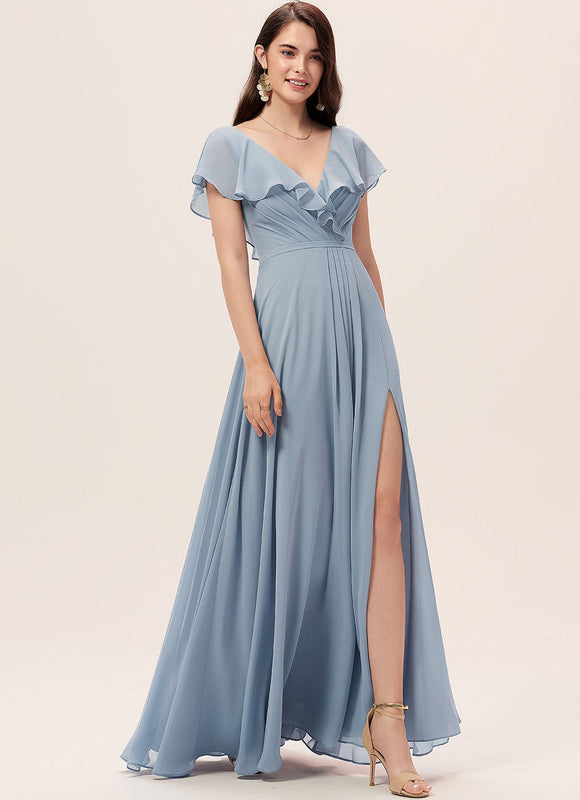Robe Trapèze Longue Beige Élégante - gallery 2