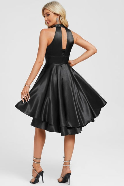 Robe Trapèze Satinée À Volants - gallery 5