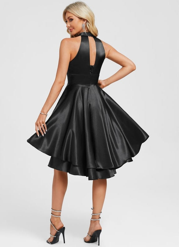Robe Trapèze Satinée À Volants - gallery 5