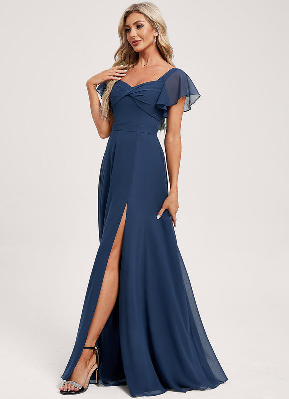 Robe Trapèze Mousseline Fendue - gallery 1