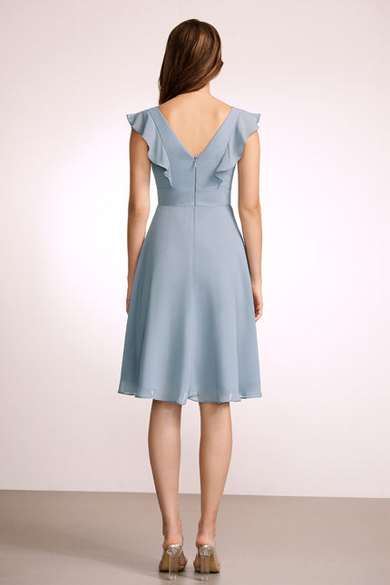 Robe Trapèze Bleu Vaporeux Chic - gallery 2