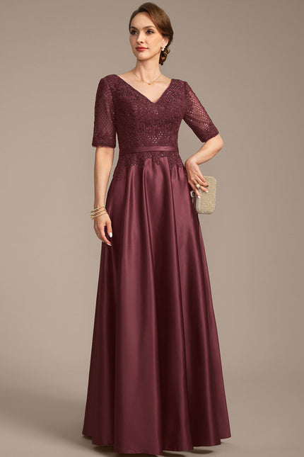 Robe Trapèze Satin Bordeaux Élégant - gallery 2