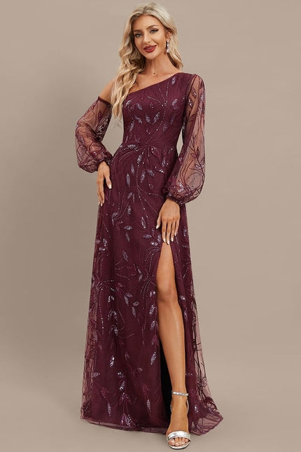 Robe Trapèze Violet Pailleté Élégant - gallery 2