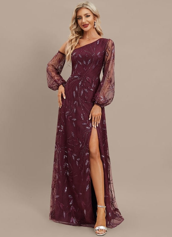 Robe Trapèze Violet Pailleté Élégant - gallery 2