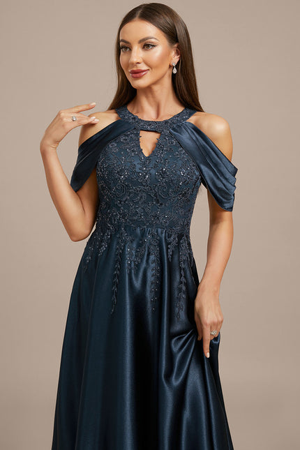 Robe Trapèze Soirée Satinée Ornée - gallery 1