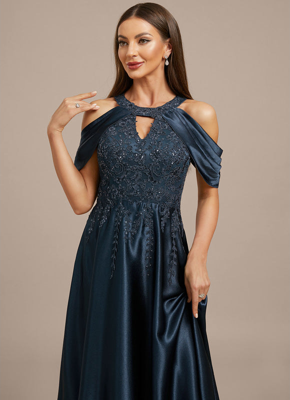 Robe Trapèze Soirée Satinée Ornée - gallery 1