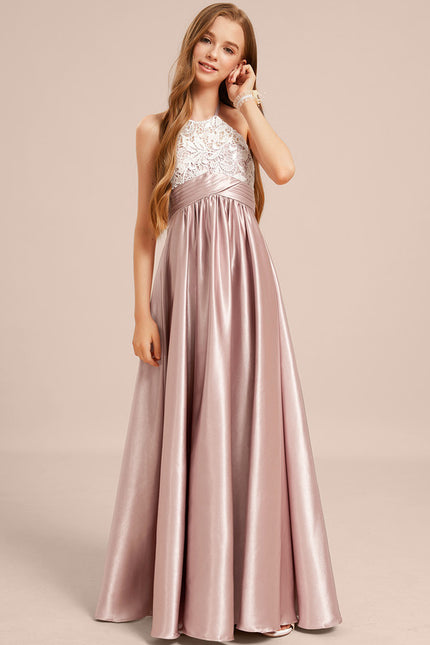 Robe Trapèze Halter Satinée Rose - gallery 5