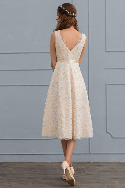 Robe Trapèze Lueur De Dentelle - gallery 4