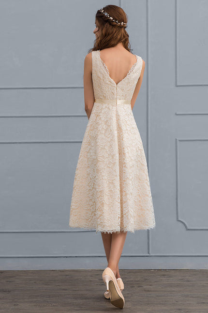 Robe Trapèze Lueur De Dentelle - gallery 4