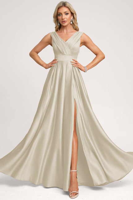 Robe Trapèze Éclat Satiné Doré - gallery 7