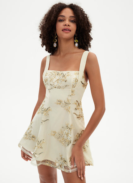 Robe Trapèze Écrue Florale