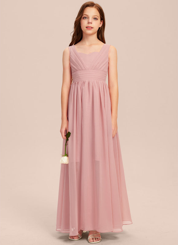 Robe Trapèze Rose Pastel Asymétrique Mousseline - gallery 7