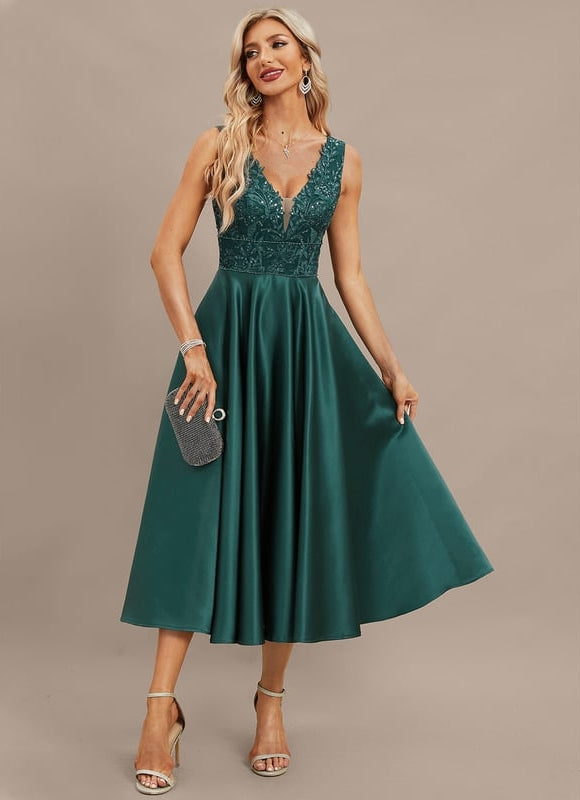 Robe Trapèze Satiné De Mystère - gallery 5