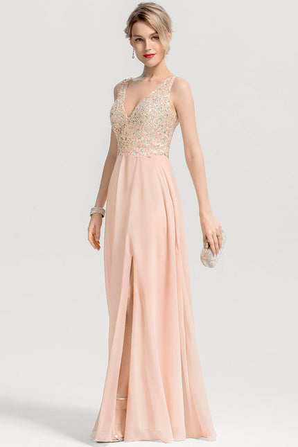 Robe Trapèze Éclat Pêche Satiné - gallery 4