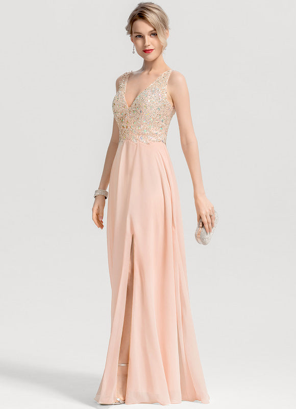Robe Trapèze Éclat Pêche Satiné - gallery 4