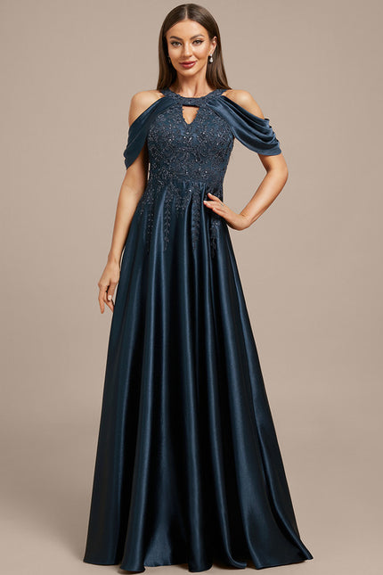 Robe Trapèze Soirée Satinée Ornée - gallery 3
