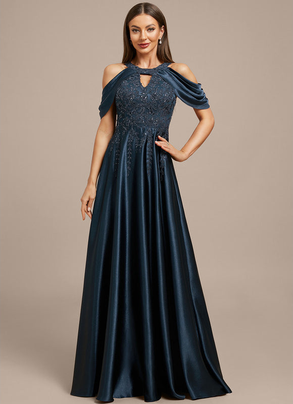 Robe Trapèze Soirée Satinée Ornée - gallery 3