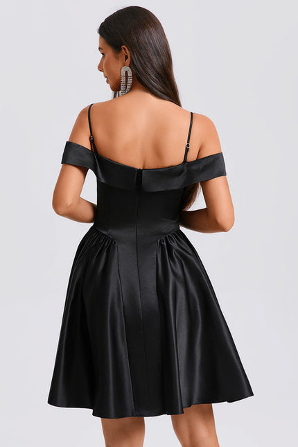 Robe Trapèze Satinée Ébène - gallery 1