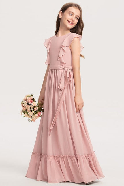 Robe Trapèze Rose Pastel Longue Mousseline - gallery 1