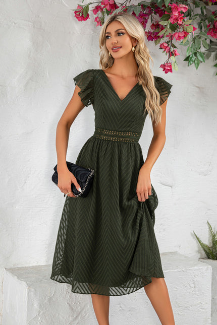 Robe Trapèze Feuille Émeraude - gallery 2