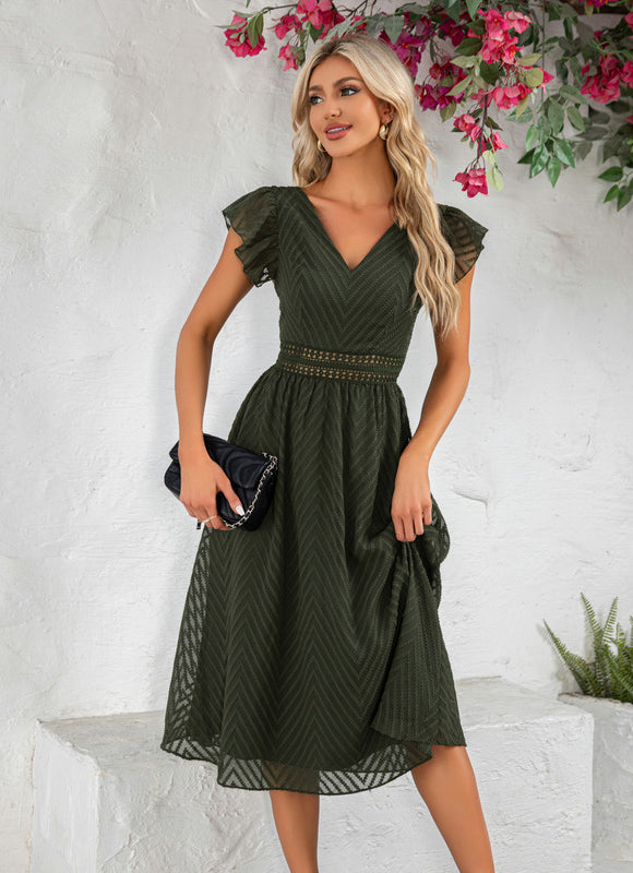 Robe Trapèze Feuille Émeraude - gallery 2