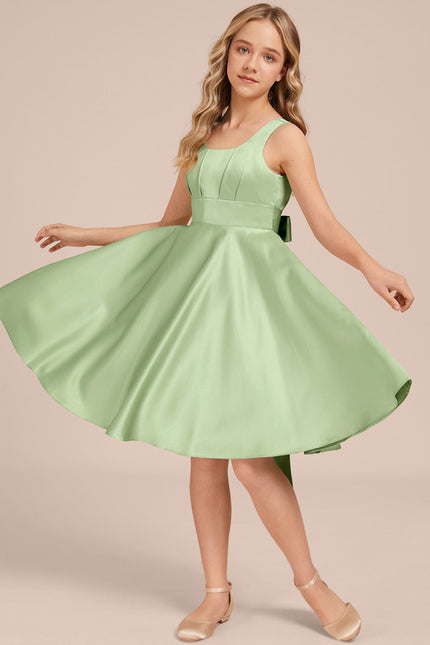 Robe Trapèze Satin Menthe Élégante