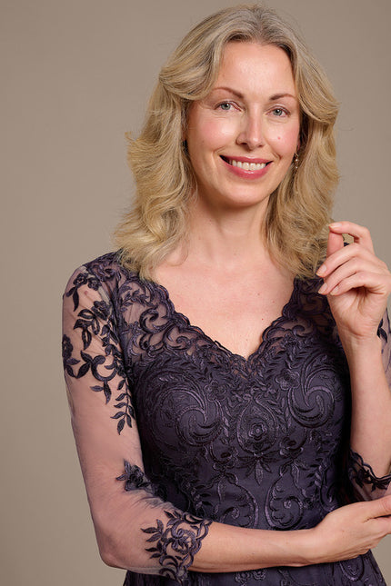 Robe Trapèze Dentelle Violetée - gallery 2