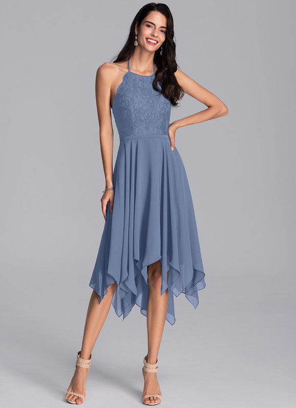 Robe Trapèze Bleu Aérien - gallery 5