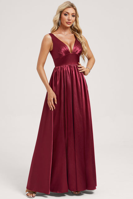 Robe Trapèze Satin Doré Élégante - gallery 1