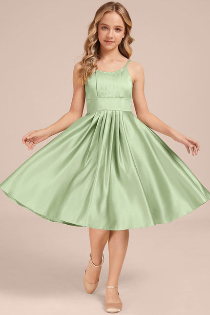Robe Trapèze Satin Vert Tendre