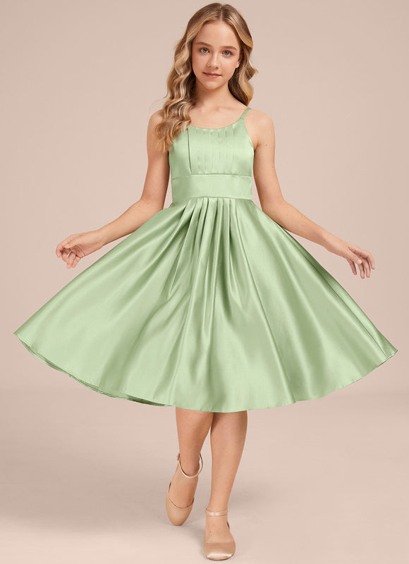 Robe Trapèze Satin Vert Tendre