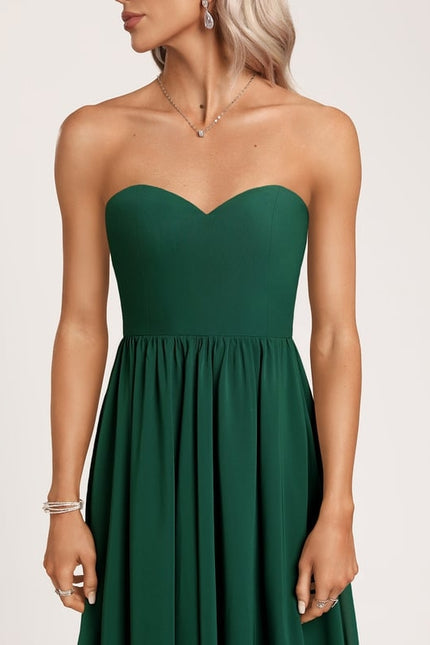 Robe Trapèze Verte Élégante Longue Mousseline - gallery 8