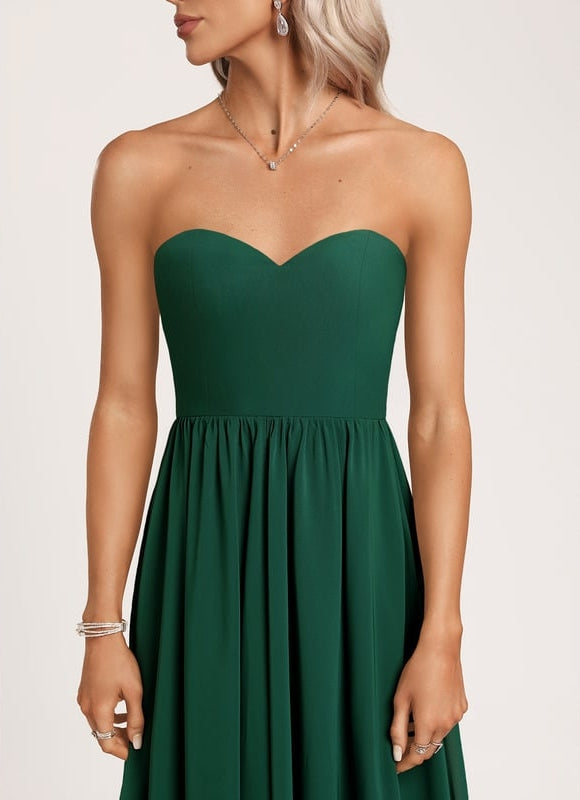 Robe Trapèze Verte Élégante Longue Mousseline - gallery 8