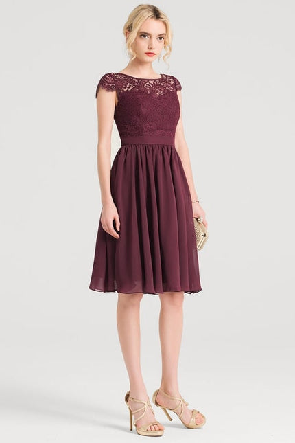 Robe Trapèze Violet Dentelle Douce - gallery 1