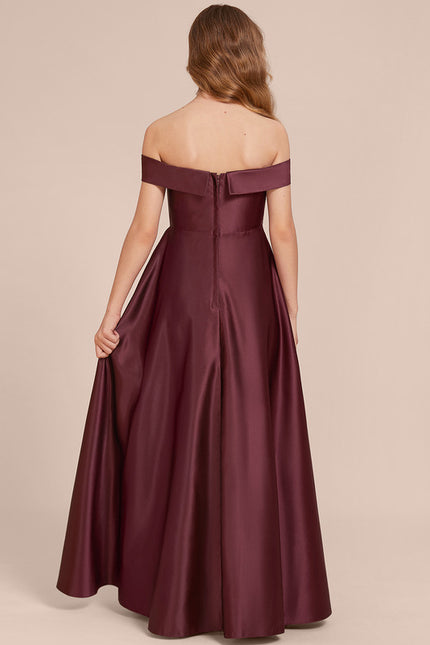 Robe Trapèze Satin Bordeaux Chic - gallery 1